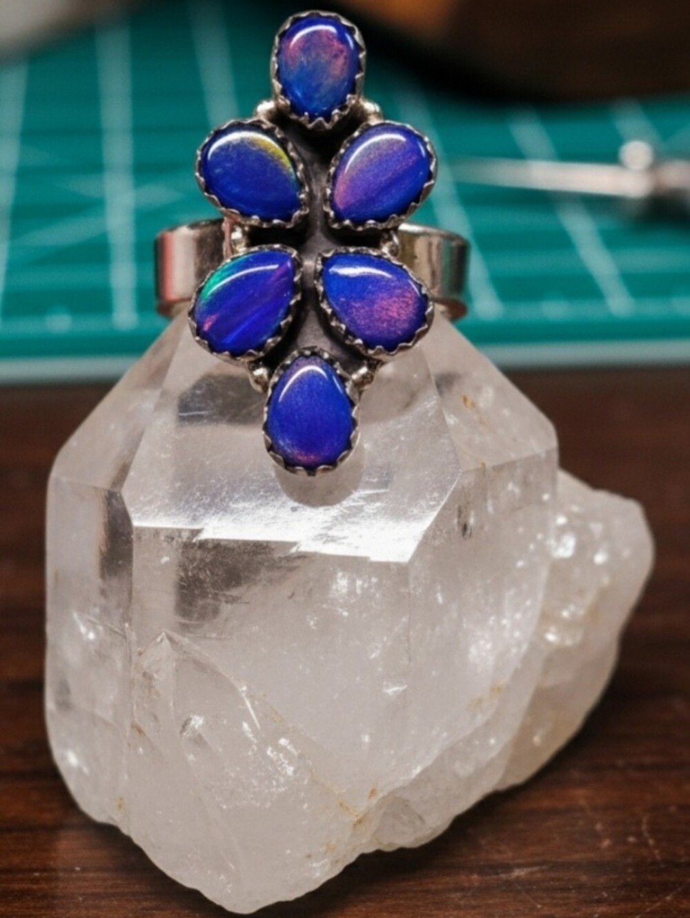 Aurora Boriellis Opal Cluster Statement Ring